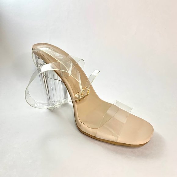 Sheln Clear Chunky Heeled Buckle Strapped Sandals - Picture 10 of 11